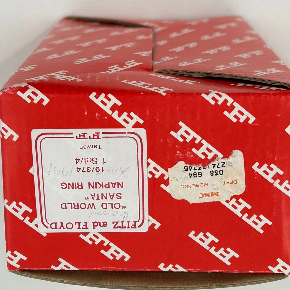 Fitz and Floyd Old World Santa Napkin Ring Set 4 Vintage 1990 Ceramic Christmas